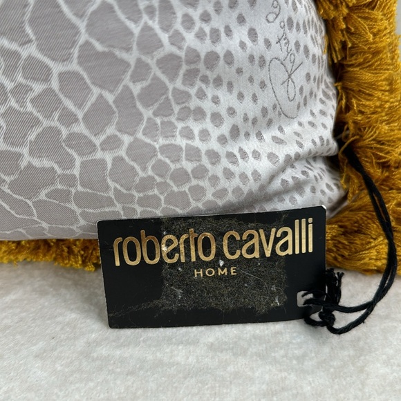 ROBERTO CAVALLI NEW NWT GRAY GOLD FRINGE GIRAFFE PRINT LARGE ACCENT PILLOW - Picture 5 of 13